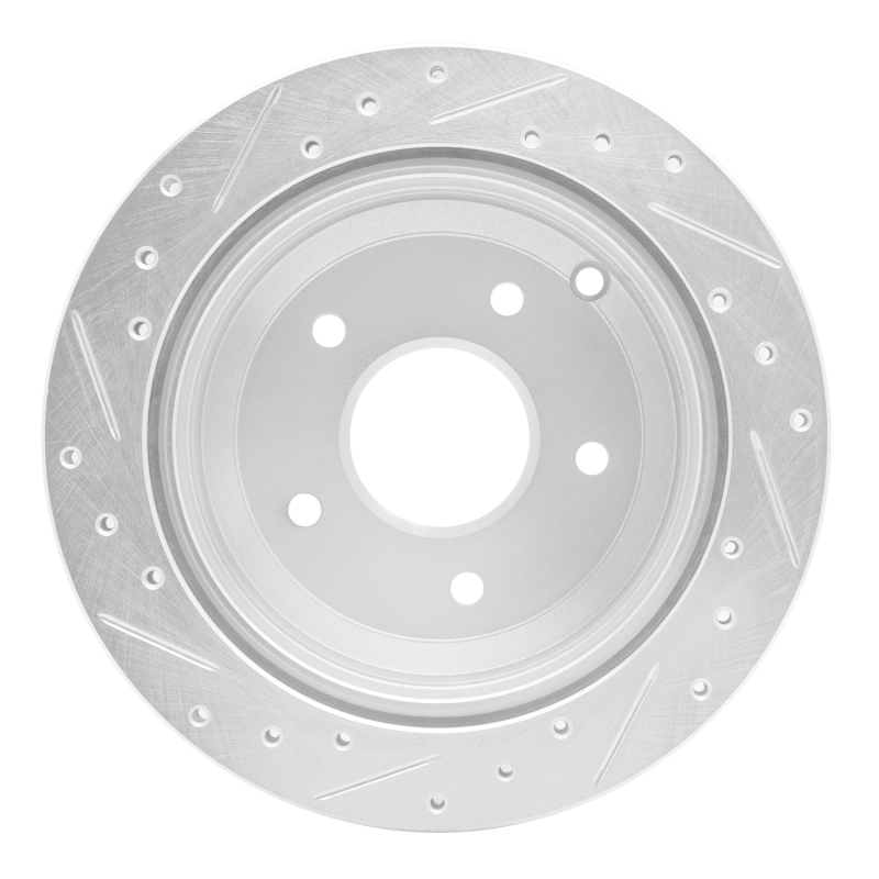 Pontiac GTO Brake Rotor (1) - Rear Right - R1 Concepts - Drilled & Slotted - Silver - `05-`06